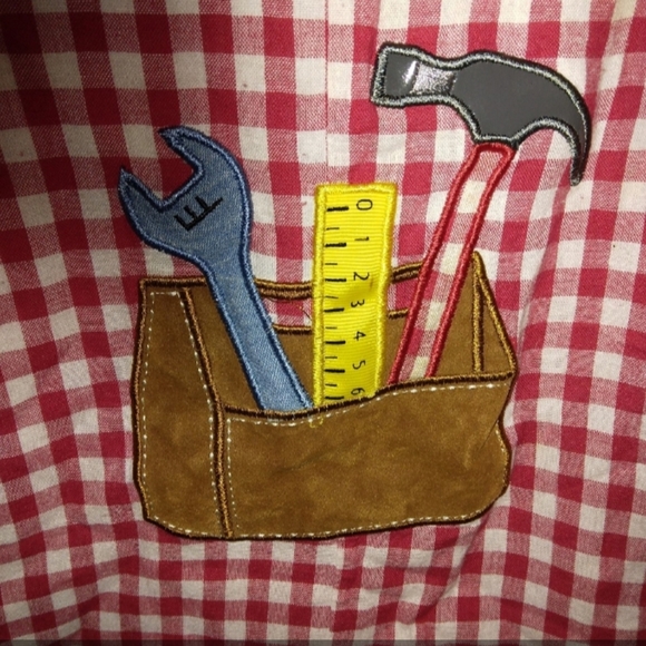 Mudpie baby picnic plaid tool designed jumper - Picture 2 of 3